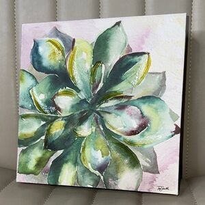 Tre Sorelle Studios "Succulent Watercolor" Painting Print 8" Stretched Canvas GU